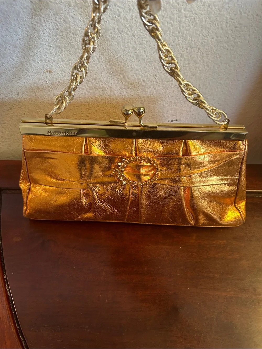 Metallic Orange Gold Evening Clutch Handbag